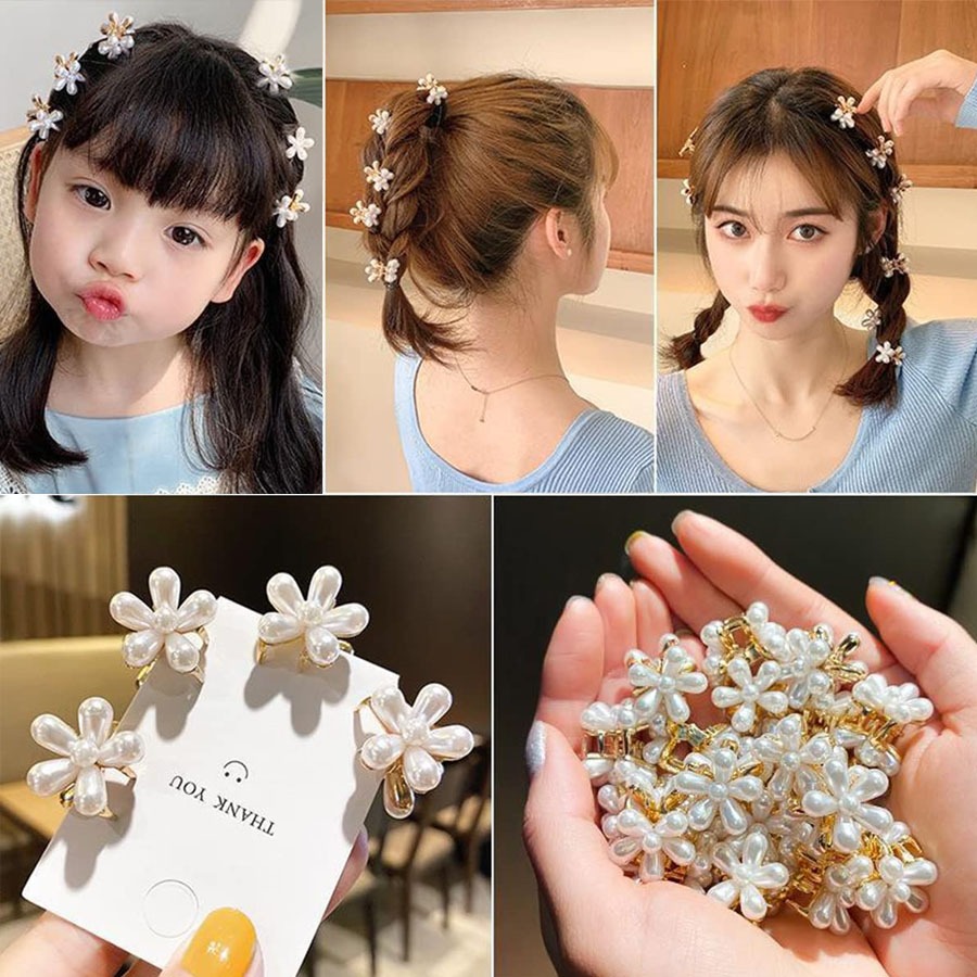 6ชิ้นขนาดเล็กมินิมุกกรงเล็บคลิปที่มีดอกไม้,หวานเรียบคลิปอุปกรณ์ผมสําหรับผู้หญิงสาว