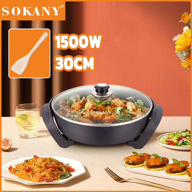 SOKANY 1500W หม้อเอนกประสงค์ แบบชาบู หม้อสุกี้ หม้อชาบู เส้นผ่านศูนย์กลาง 30CM