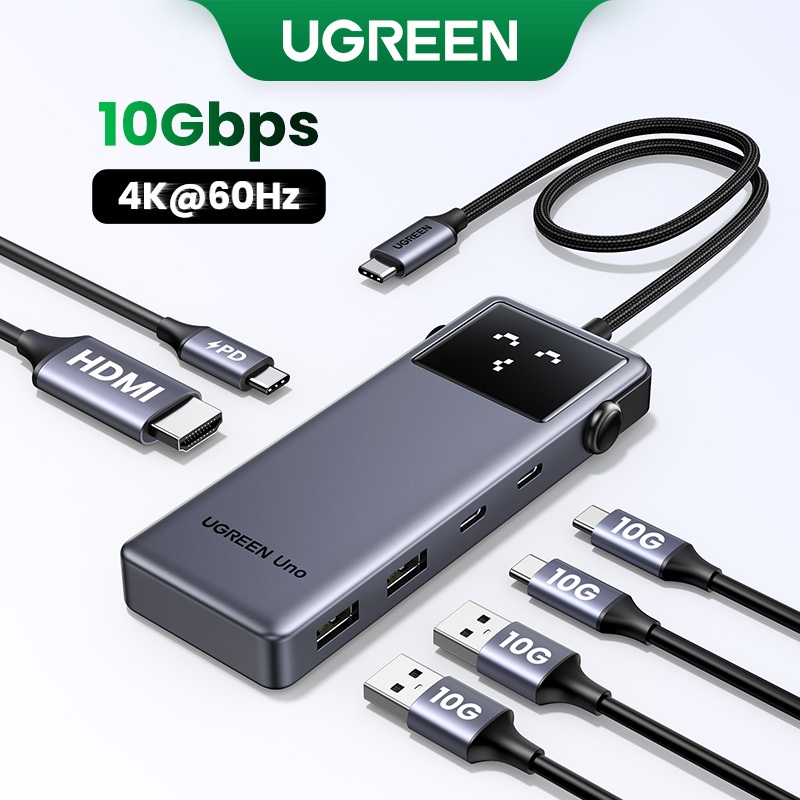 Ugreen Uno 6-in-1 HUB 4K@60Hz 10Gbps Robot HUB PD100W อะแดปเตอร์ USB C HDMI Type C