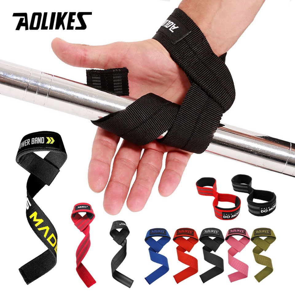 AOLIKES เหมือนกัน 1คู่ลื่นยกน้ําหนักการฝึกอบรมห่อสายรัดยิมมือบาร์ดัมเบลออกกําลังกายสายรัดข้อมือสําหรับยิมฟิตเนสยกน้ําหนัก
