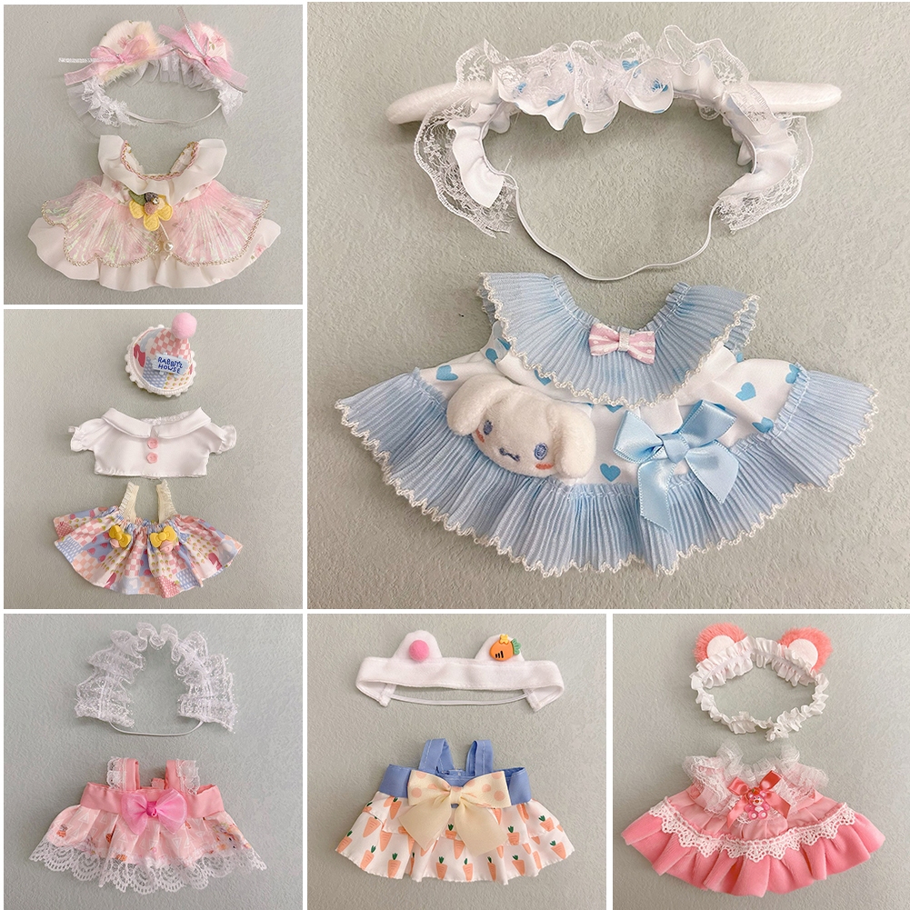 JULIEFASHION เฉพาะผ้า] 20ซม.ผ้าฝ้ายตุ๊กตาเสื้อคลุมหลวมๆการ์ตูนตุ๊กตาตุ๊กตาชุดเปลี่ยนเล่นเครื่องใช้ในบ้านเสื้อผ้ามินิ[OVSA]
