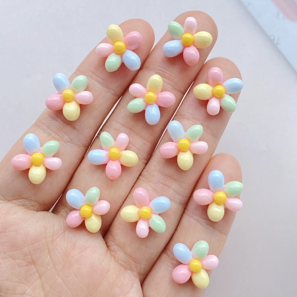 ขายดี ดอกไม้เรซิ่นหลากสีสําหรับตกแต่งเล็บ 20 ชิ้นต่อชุด