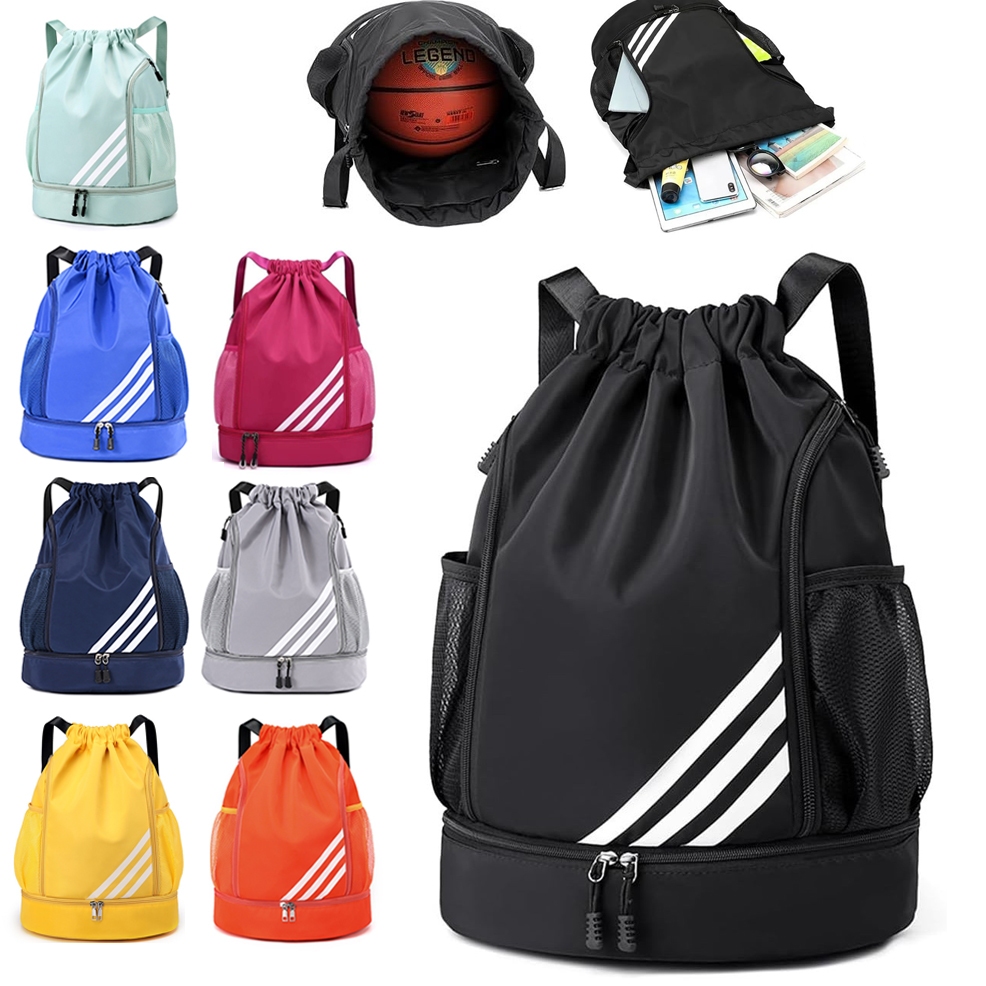กระเป๋ายิม,กระเป๋ากีฬา เชือกรูด,กระเป๋าเป้กีฬาแบบปรับได้,ความจุขนาดใหญ่,กันน้ํา,พร้อมช่องใส่ด้านล่างและเชือกกว้าง,สําหรับเยาวชนผู้ใหญ