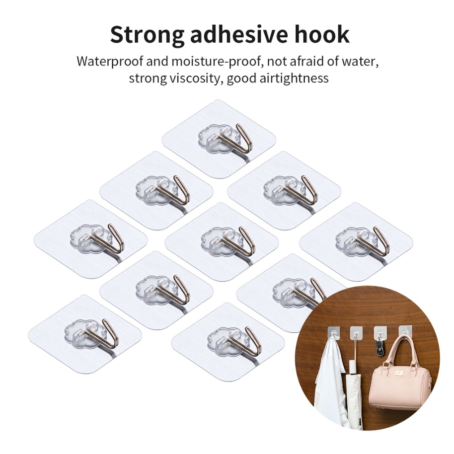 Jujiajia บ้านโปร่งใส No-Punch Hook Strong Traceless กาวเสื้อผ้าตะขอหลังประตูถ้วยดูดตะขอกาวติดผนังห้องครัว 1 บาท ส่ง ฟรี ของ1บาทส่งฟรี ลูกค้าไหม่1บาทส่งฟรี
