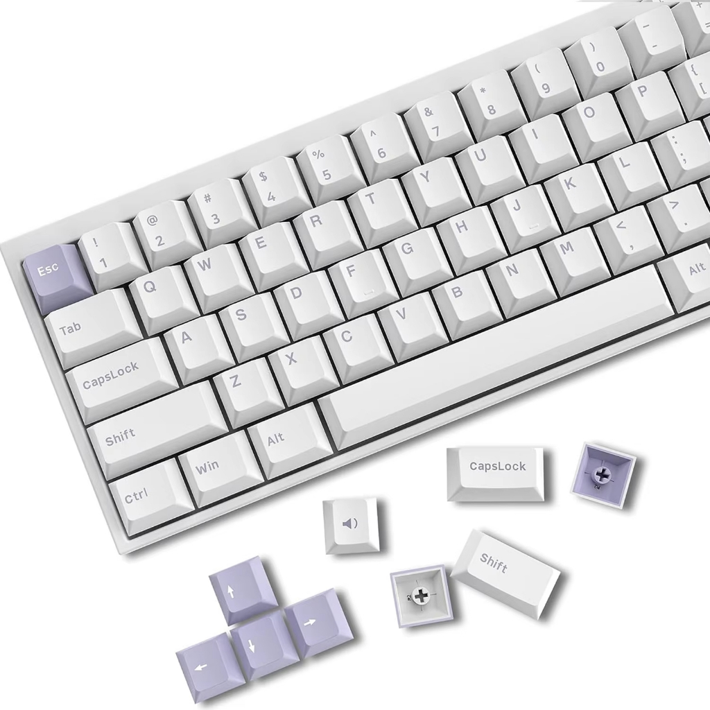 168 คีย์ PBT Keycaps โปรไฟล์เชอร์รี่สีขาวสีม่วง Double Shot Key Caps สําหรับ Gateron Cherry MX Switches Mechanical Gamer คีย์บอร์ด
