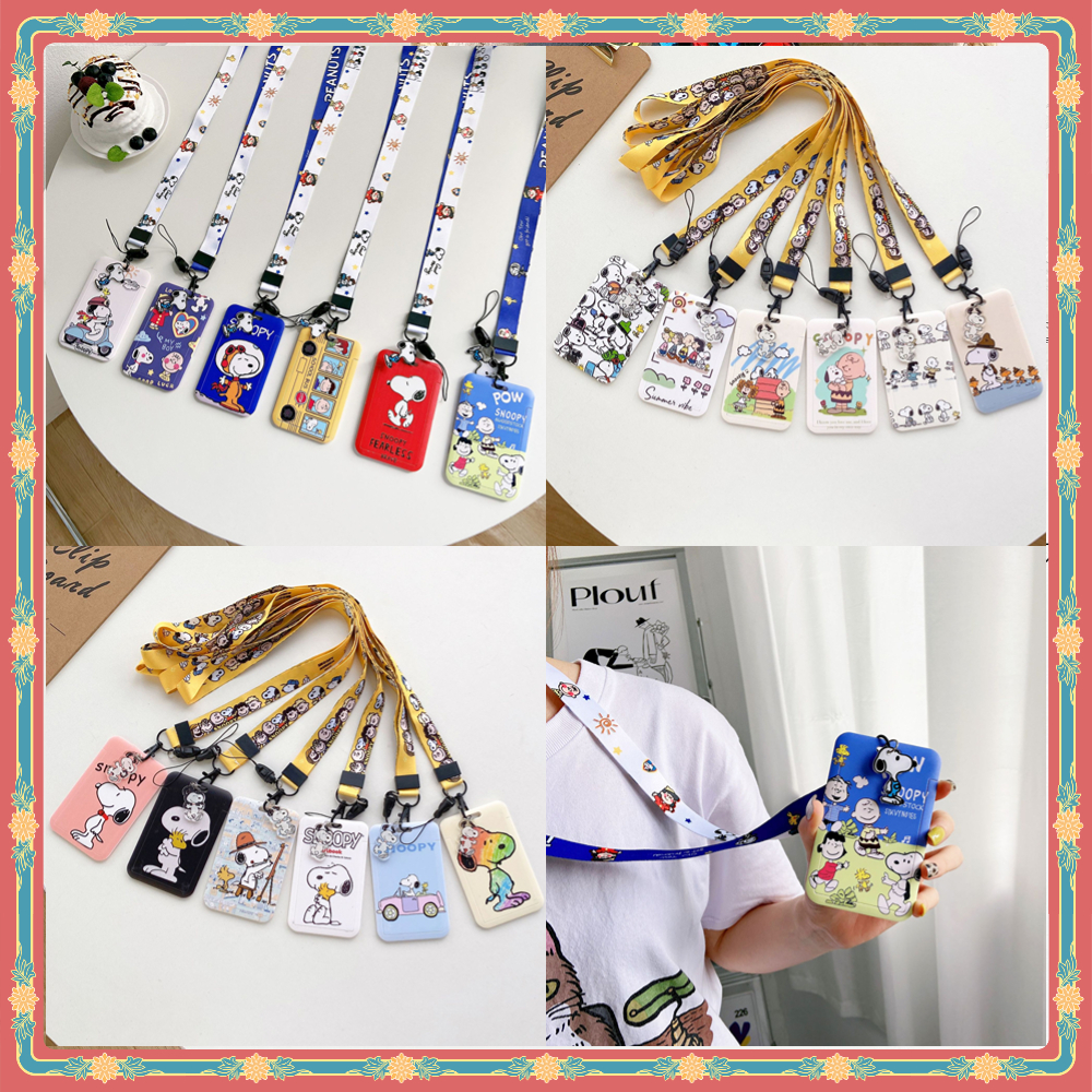 ใหม่ Snoopy Multifunctional Halter ผู้ถือบัตร Long Rope ป้ายชื่อผู้ถือบัตร ID ผู้ถือบัตรที่สะดวก บัตรประจำตัวประชาชน บัตรธนาคาร บัตรรถบัส บัตรควบคุมการเข้าถึง ผู้ถือบัตรนักเรียน ทำงาน