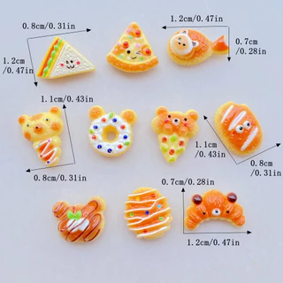 เรซิ่นการ์ตูนอาหารของเล่นพิซซ่า ไอศกรีม ลายขนมปัง โปร่งใส เรืองแสง สีสันสดใส น่ารัก ใช้สําหรับตกแต่งเล็บ ทําตัวเอง 50 ชิ้น
