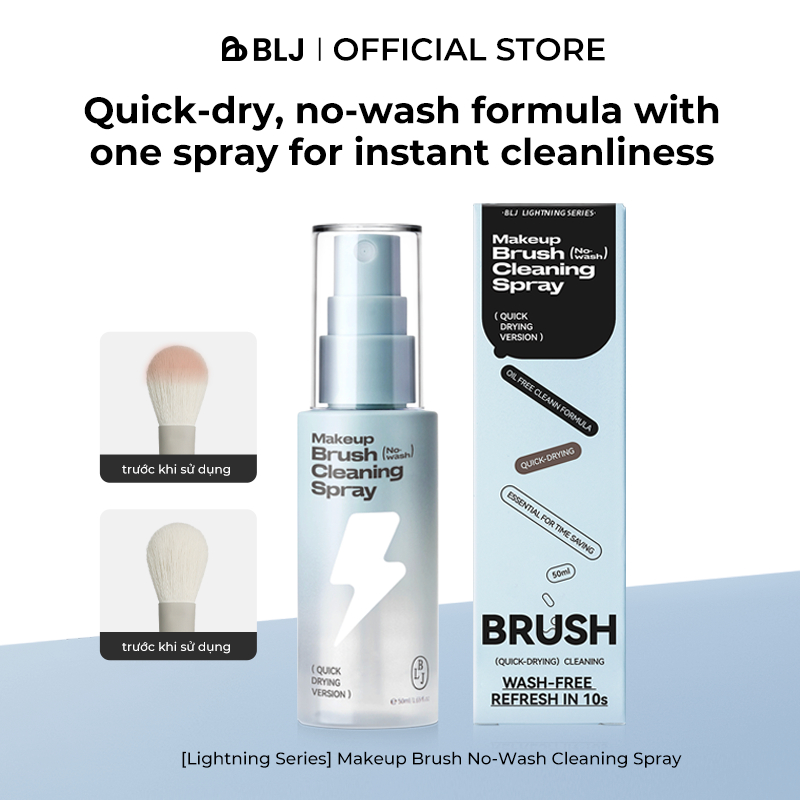 BLJ สูตรไลท์นิ่ง สเปรย์ทำความสะอาดแปรงแต่งหน้าแบบไม่ต้องล้าง Lightning Series No-Wash Cleaning Spray สะอาด อ่อนโยน แห้งเร็ว เหมือนได้แปรงใหม่