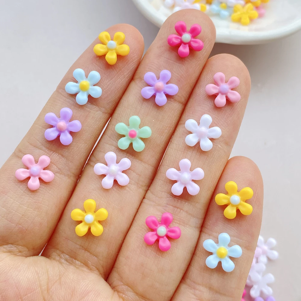 ยี่ห้อใหม่ 100 ชิ้น 3ง ดอกไม้รูปแบบเรซิ่นตกแต่งเล็บ ทําเอง