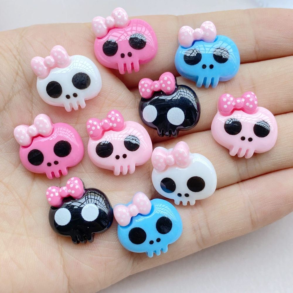 ชุด10ชิ้นสร้างสรรค์การ์ตูนฮาโลวีนกะโหลกทําเองสีครีมเคสโทรศัพท์อุปกรณ์ผมรองเท้าหลุมหัวเข็มขัดเรซิ่นกลับอุปกรณ์