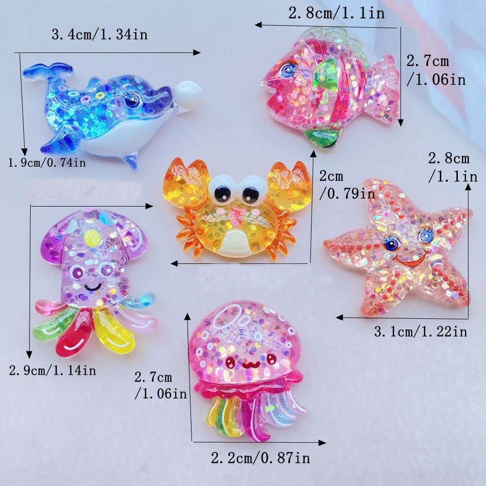 10ชิ้นชุดสร้างสรรค์ที่มีสีสันเงาการ์ตูนมหาสมุทรชุดปลาโลมา,ปู,ปลาดาว,ปลาหมึก ทําเอง สีครีมกรณีโทรศัพท์อุปกรณ์ผมรองเท้าหลุมหัวเข็มขัดเรซิ่นกลับอุป ราคา ถูกที่สุด ดีลบีเคเค แกลเลอรีภาพที่ 2