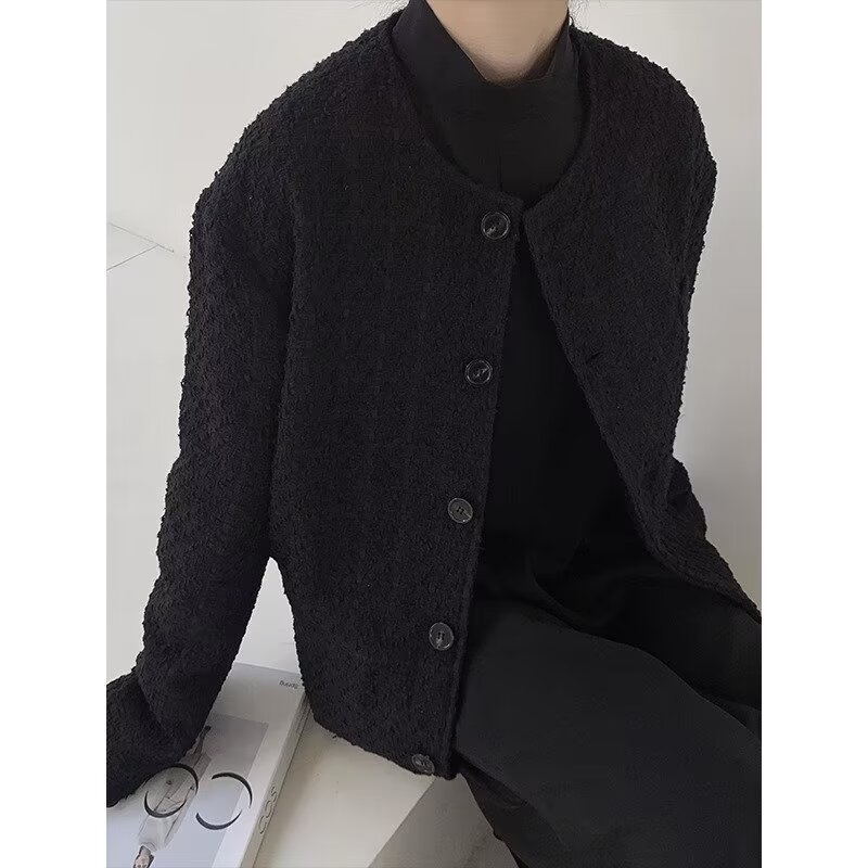 เวอร์ชั่นเกาหลี Niche Retro Collarless สูทผู้ชายออกแบบแฟชั่น High-End เสื้อผู้ชาย m-3xl