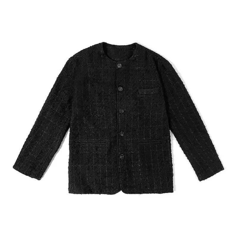 เวอร์ชั่นเกาหลี Niche Retro Collarless สูทผู้ชายออกแบบแฟชั่น High-End เสื้อผู้ชาย m-3xl