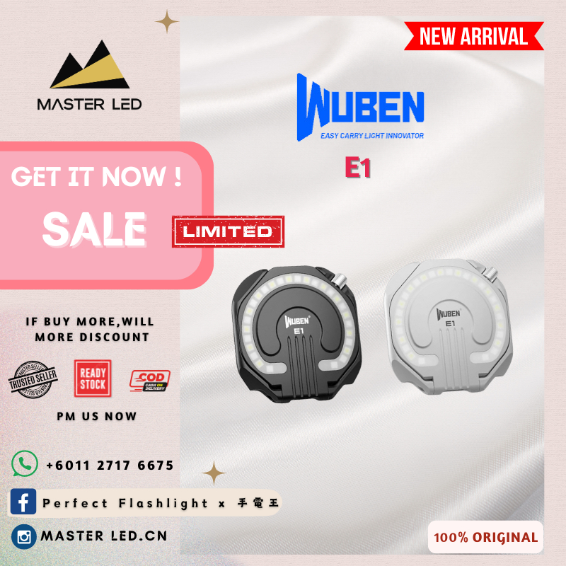 ไฟฉายที่สมบูรณ์แบบ WUBEN E1 EDC ไฟเซลฟี่แบบชาร์จไฟได้ ไฟวงแหวนแบบพกพา