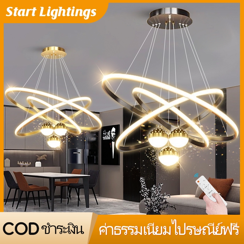 ร้านอาหารแสงวงกลมสามหัวบ้านจี้แสงห้องนั่งเล่น LED โคมไฟเพดาน