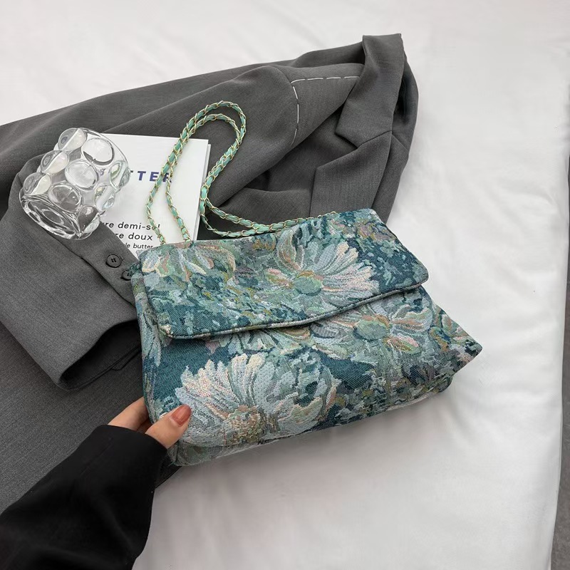 [GHGl] Monet Oil Painting Bag Female Bag Large Capacity Handbag Simple All-Match One-Shoulder Tote Bag