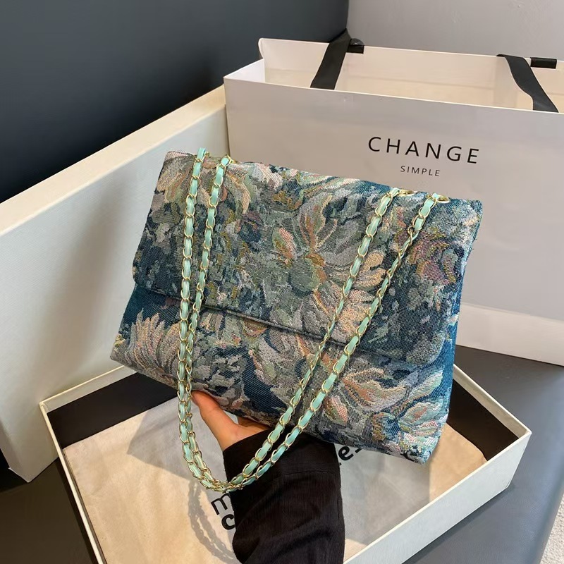 [GHGl] Monet Oil Painting Bag Female Bag Large Capacity Handbag Simple All-Match One-Shoulder Tote Bag