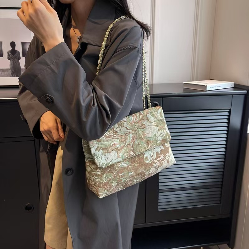 [GHGl] Monet Oil Painting Bag Female Bag Large Capacity Handbag Simple All-Match One-Shoulder Tote Bag