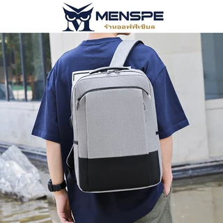 MENSPE กระเป๋าเป้สะพายหลังชาย กระเป๋าเป้โน๊ตบุ๊คแล็ปท็อปทันสมัย ชาร์ด USB ได้