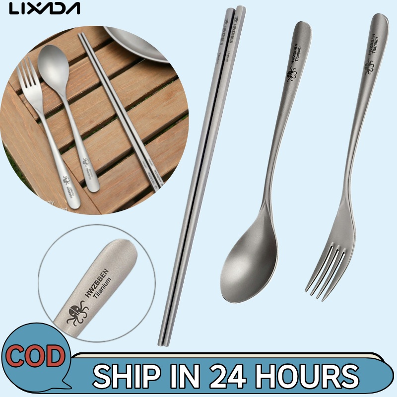 LIXADA [ขัด ไทย ห้างสรรพสินค้า] ตะเกียบ/ช้อน/ส้อมไทเทเนียมน้ําหนักเบาสําหรับก๋วยเตี๋ยวข้าวช้อนส้อมเค