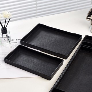 ถาดเสริฟญี่ปุ่น พลาสติกขอบเหลี่ยมลายไม้ สําหรับวางแก้วชา กาแ…