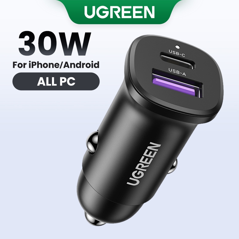 Ugreen 30W USB C Car Charger PD 3.0 5A สําหรับ Xiaomi Samsung Galaxy S24 Xiaomi Fast Charging Quick Charge 4.0 USB C ที่ชาร์จแบตในรถ