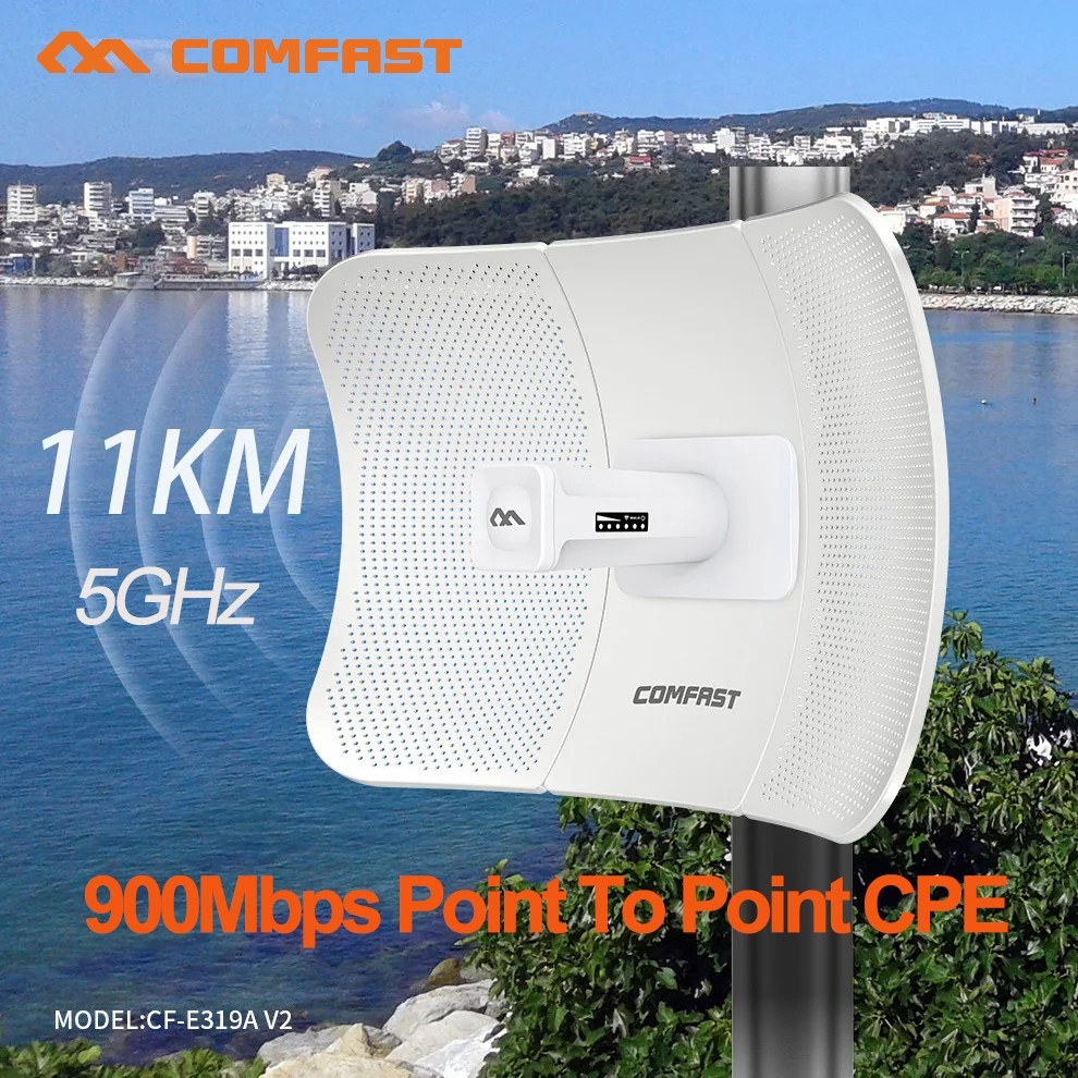 COMFAST ระยะไกล 5.8G 11km Wireless Bridge /CPE 900Mbps จุดเชื่อมต่อกลางแจ้งไร้สาย WIFI Repeater Exte