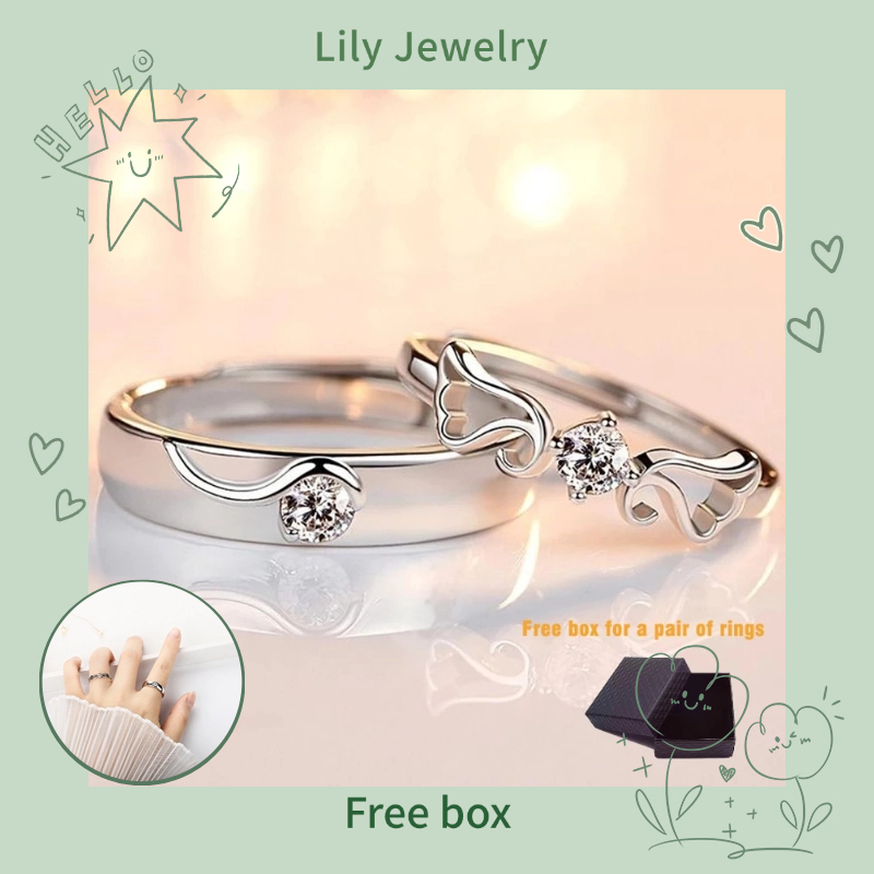 2 Biying แหวนคู่รัก ประดับเพทาย เรียบง่าย แฟชั่น