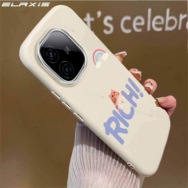Elaxis สําหรับ VIVO iQOO Z9 5G/iQOO Z9 Turbo เคสโทรศัพท์ส่วนบุคคลน่ารัก RICH Rainbow Cat เลเซอร์เลนส์กรอบกันกระแทกซิลิโคนอ่อนนุ่มปกหลัง ES011