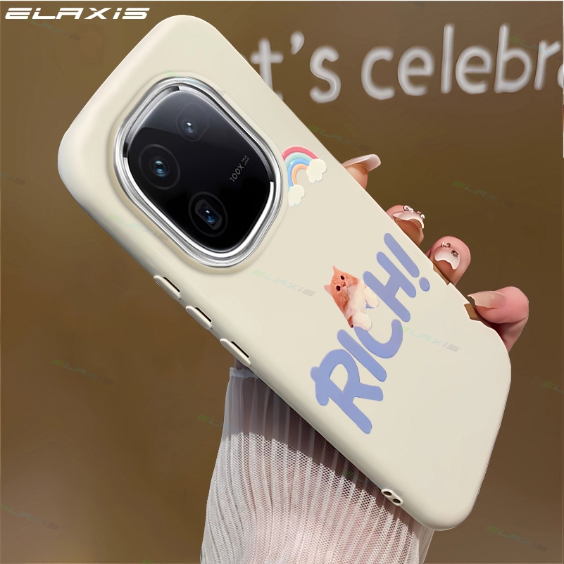 ปลอก ELAXIS สําหรับ VIVO IQOO 12 5G เคสโทรศัพท์ส่วนบุคคลน่ารัก RICH Rainbow Cat เลเซอร์เลนส์กรอบกันกระแทกซิลิโคนอ่อนนุ่มปกหลัง ES011