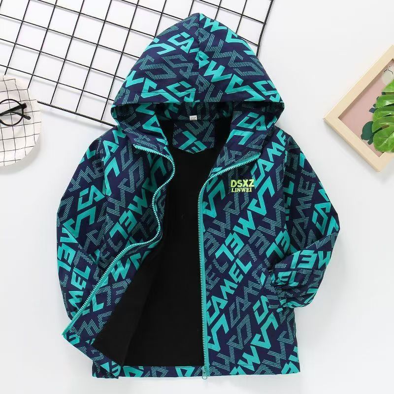 แฟชั่น hardshell แจ็คเก็ตสําหรับชายวัยรุ่น Gradient Hooded Coat เด็ก Windproof Coats Windbreaker