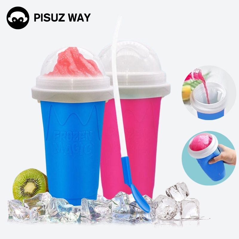 Pisuz Way magic Quick Frozen Smoothies Cup โฮมเมด Milkshake Ice Cream Maker Cooling Cup, Dubbellaags Squeeze Cup Slushy Maker