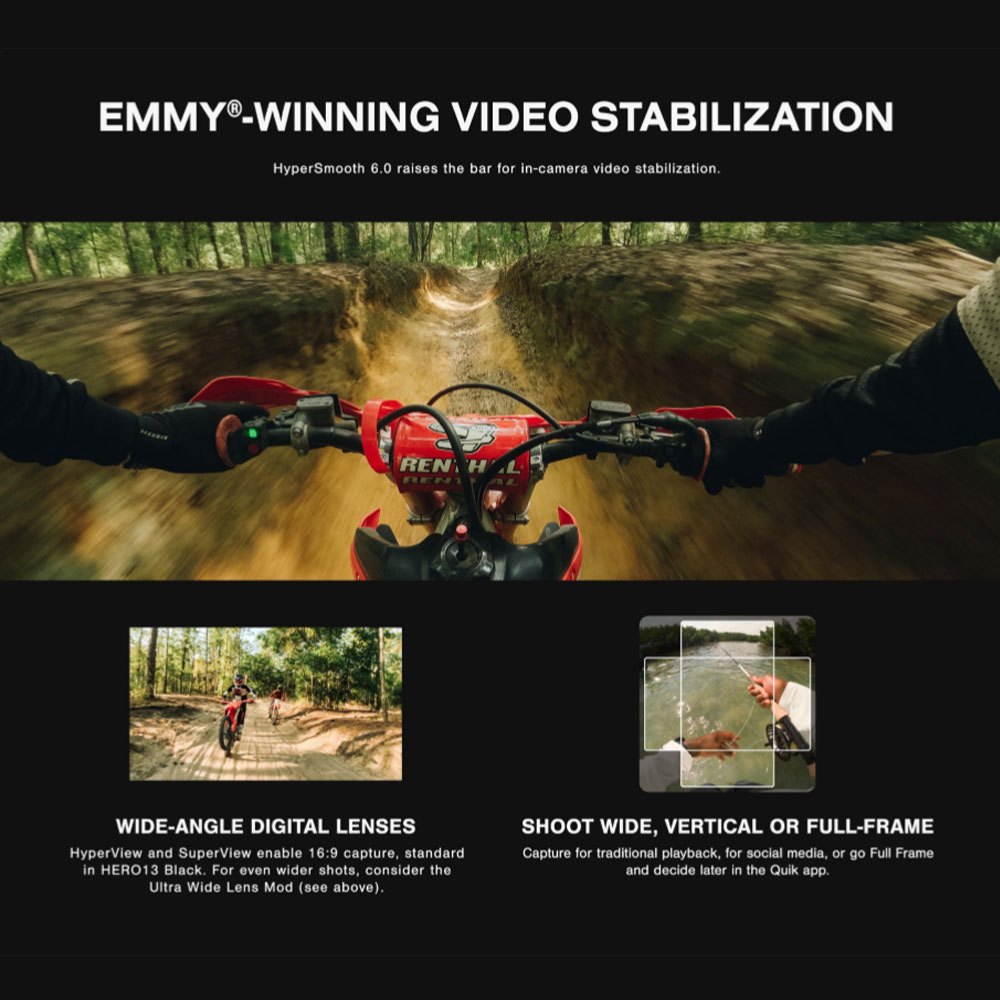[รับประกัน 1 ปี] GoPro Hero13 Black Action Camera Video 5.3K60/ 4K120 + Photo 27MP , HyperSmooth 6.0, HLG-HDR Video, Rugged + กันน้ํา 33ft (10m), GPS Burst Slo-Mo, GPS Burst
