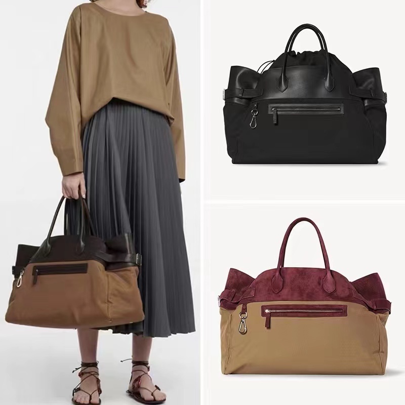 The Row Tote Bag Margaux15/17 Inside out Nylon Large Capacity Travel Bag กระเป๋าถือหนังแท้