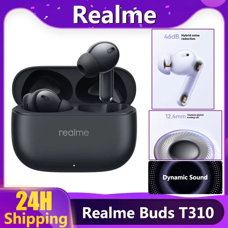 Realme Buds T310 หูฟังไร้สายบลูทูธ 5.4 46dB Hybrid Noise Cancellation40H แบตเตอรี่หูฟังสําหรับ Realm