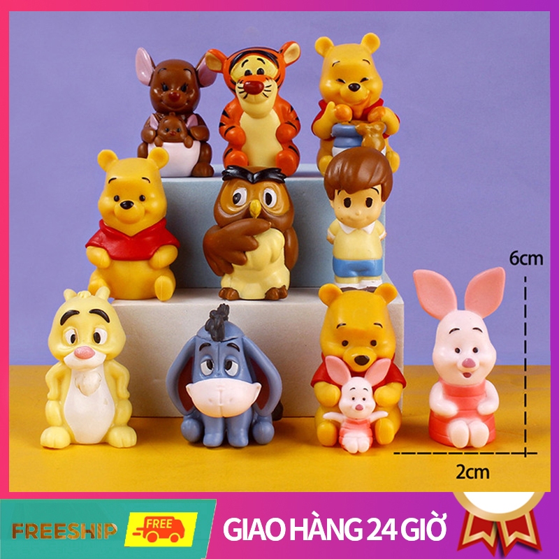 10 ชิ้นดิสนีย์อะนิเมะรูป Winnie The Pooh Tigger Piglet เค้กวันเกิดตกแต่ง TSR