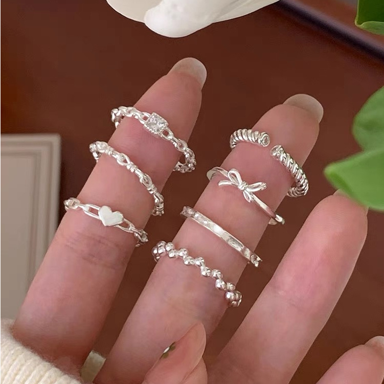Sterling Silver Ring Collection ins Niche Design Cool Style Index Finger Ring Simple Light Luxury High-End Ring Female