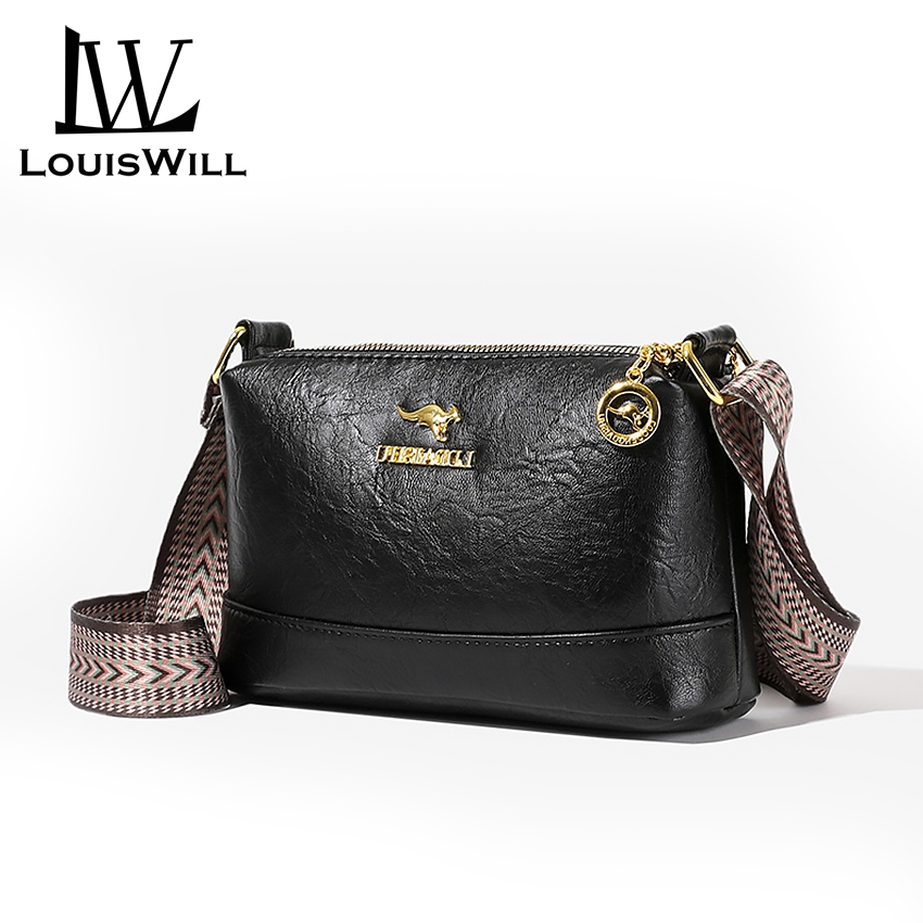 Louiswill กระเป๋าสะพายแฟชั่นสตรี Soft PU Cross-body Bag สามซิปออกแบบความจุขนาดใหญ่ปรับสายสะพายไหล่กว้างกระเป๋าหรูหราสําหรับการเดินทางช้อปปิ้งกลางแจ้ง