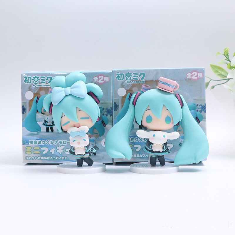 10.5 ซม.อะนิเมะ Hatsune Miku รูป Miku พร้อม Cinnamoroll รูป Pvc น่ารักรูปปั้นคอลเลกชันรุ่น Q ตุ๊กตาของเล่นของขวัญวันเกิด