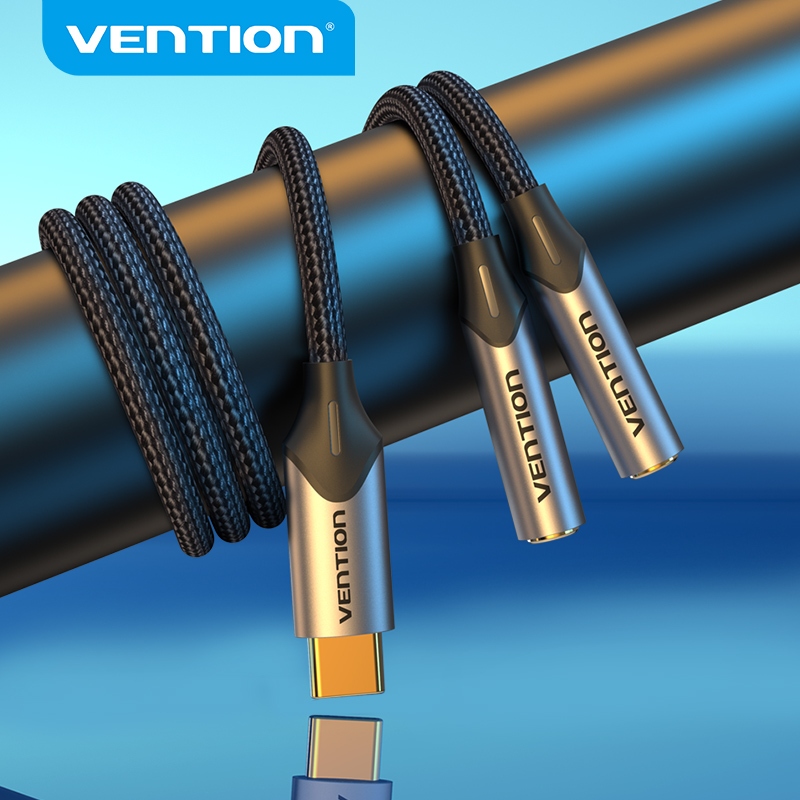 Vention อะแดปเตอร์เสียง USB-C Male to Dual 3.5mm Jack Headphone Adapter สําหรับ iPhone16 แล็ปท็อป
