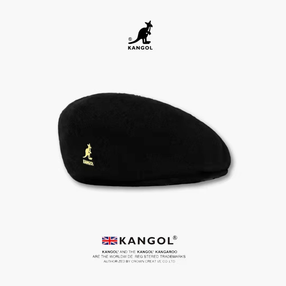 ฤดูใบไม้ร่วงฤดูหนาว Warm อินเทรนด์ Kangaroo รูปแบบ Beret สีดํา kangol หมวกขนสัตว์ Casual Vintage Beanies สําหรับผู้หญิงและผู้ชาย