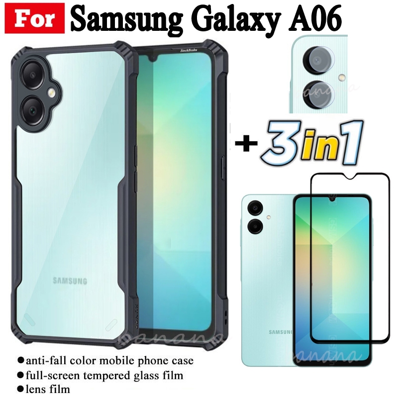 3 IN 1 Samsung A06 Anti-fall โทรศัพท์มือถือสําหรับ Samsung Galaxy A06 A0 6 A 06 ฟิล์มกระจกนิรภัย + ฟ