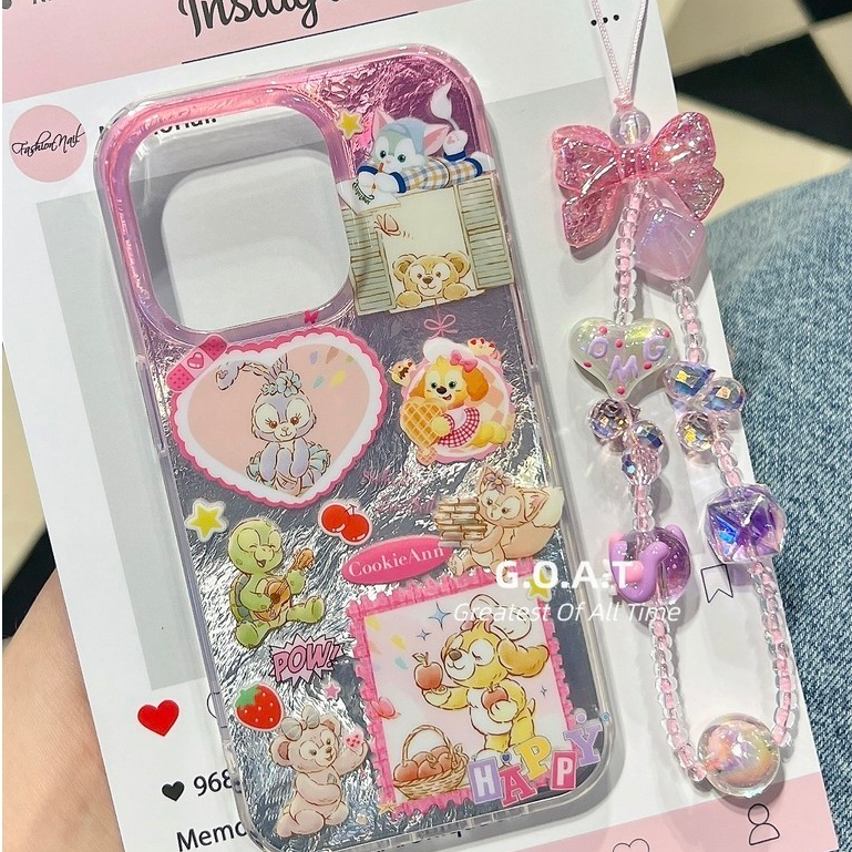 Goat การ์ตูนน่ารัก+โซ่เข้ากันได้สําหรับ iPhone 15 13 14 12 ป้องกันการตกปกป้องฝาหลัง
