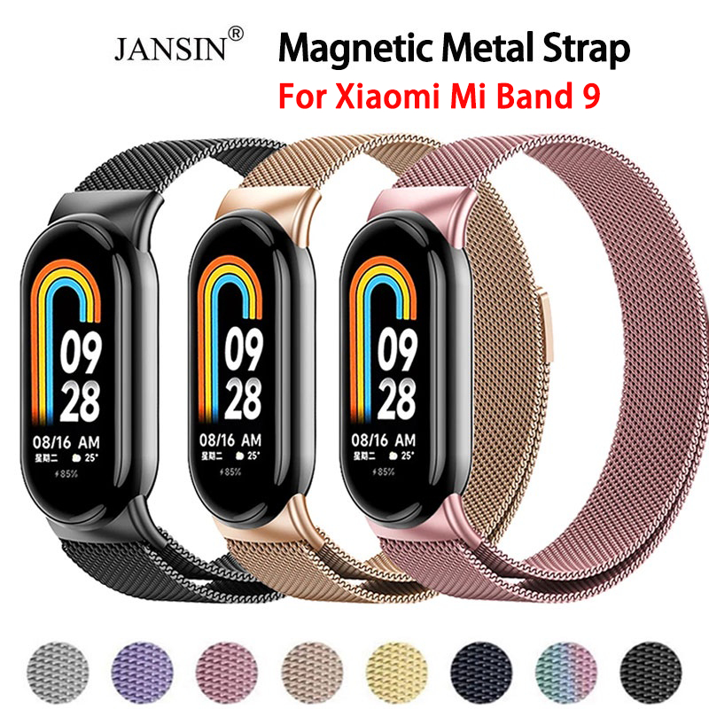 สาย mi band 9 magnetic loop สายนาฬิกาข้อมือ สเตนเลส สำหรับ สําหรับ Xiaomi Mi Band 9  สายนาฬิกา miban