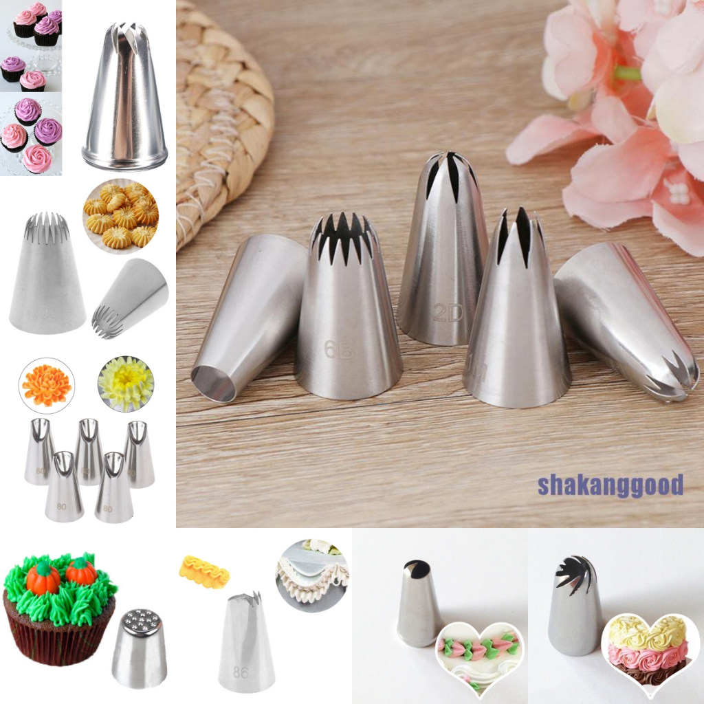 Skth 5 ชิ้น สเตนเลส ไอซิ่ง ท่อ ขนม หัวฉีด คัพเค้ก ครีม ทําชุด