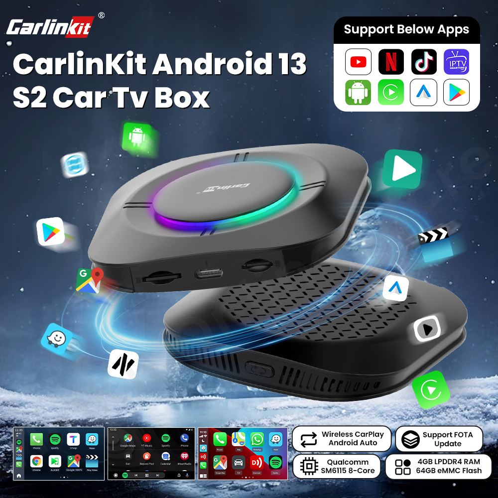 CarlinKit CarPlay Ai Box SM6115 8 คอร์ Android 13 ทีวีกล่องสตรีมมิ่งวิดีโอสําหรับรถยนต์รถไร้สายเล่น 