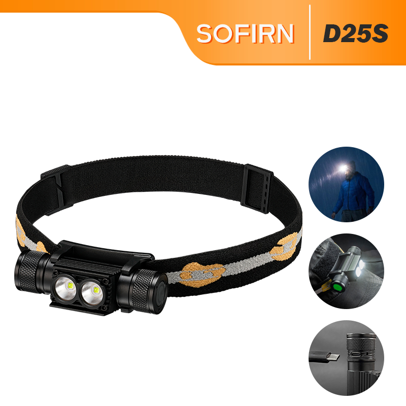 Sofirn D25S(H25S) ไฟหน้า Led 1200lm Luminus SST40 Type-C กันน้ํา ชาร์จซ้ําได้ สําหรับวิ่ง ตั้งแคมป์ เดินป่า ตกปลา ฉุกเฉิน