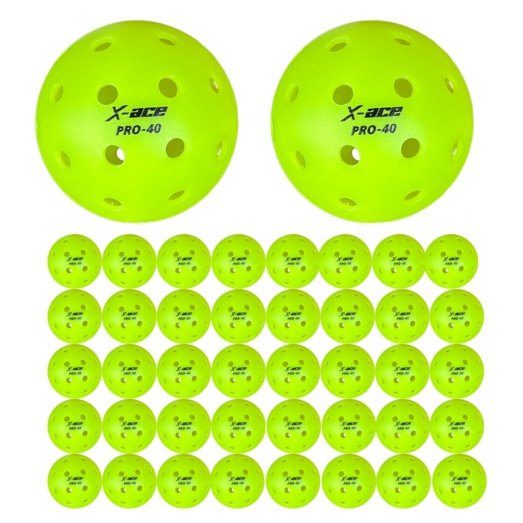 X-ace 40 Pro Pickleball Balls, 40 ชิ้น, ลูกชิ้นดอง 40 หลุม, การฝึกอบรมมืออาชีพไม่มีรอยต่อ, ลูกดอง Amasport X1