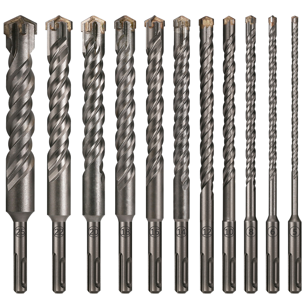 1 PC คอนกรีต SDS Plus 5-25 มม.บิต Cross หัวตัดคู่ auger ค้อน 210 มม.อิฐบล็อกค้อนไฟฟ้าอิฐบิต