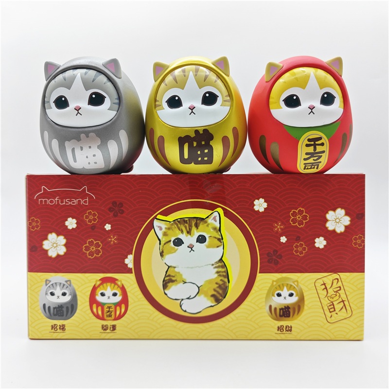3 ชิ้น/เซ็ต Mofusand Lucky Damo Cat รูปตุ๊กตาอะนิเมะรอบอินเทรนด์ Periphery Mascot ของเล่นเด็ก